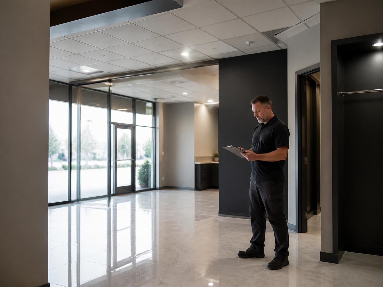 Renowiser contractor reviewing maintenance work inside a commercial property